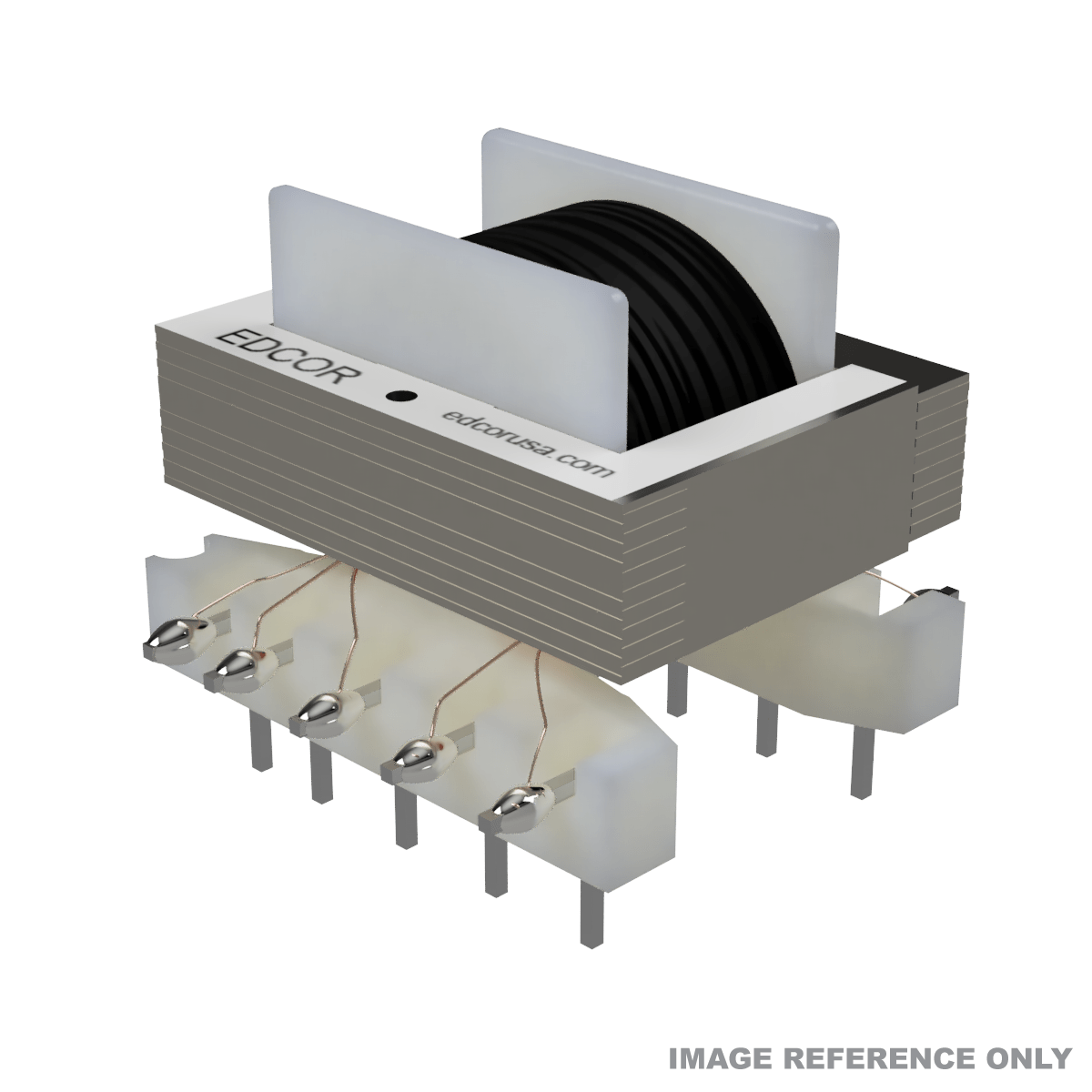 EDCOR EI025 x 0.25 in. 8 pin printed circuit board (PCB) through hold mounted transformer with nickel core - Reference image