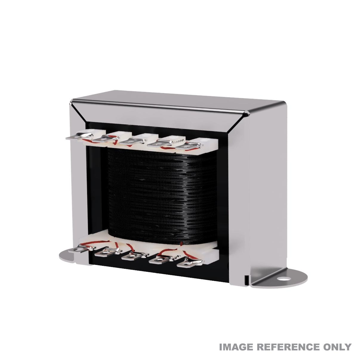 EDCOR EI087 x 1 in. horizontal transformer with zinc plated channel/frame and terminals - Reference image