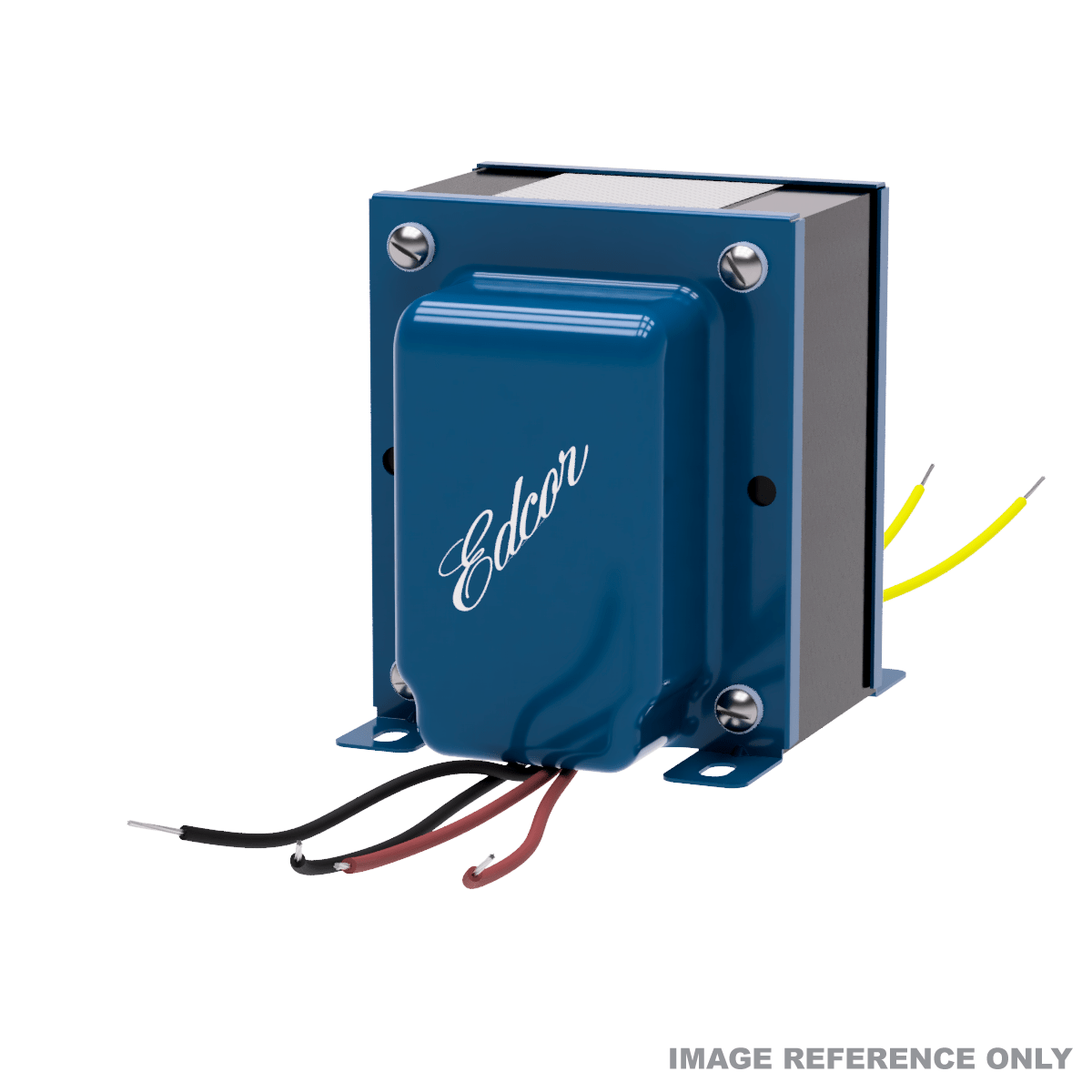 EDCOR EI125 x 2" vertical transformer with blue end bells and copper shield - Reference image