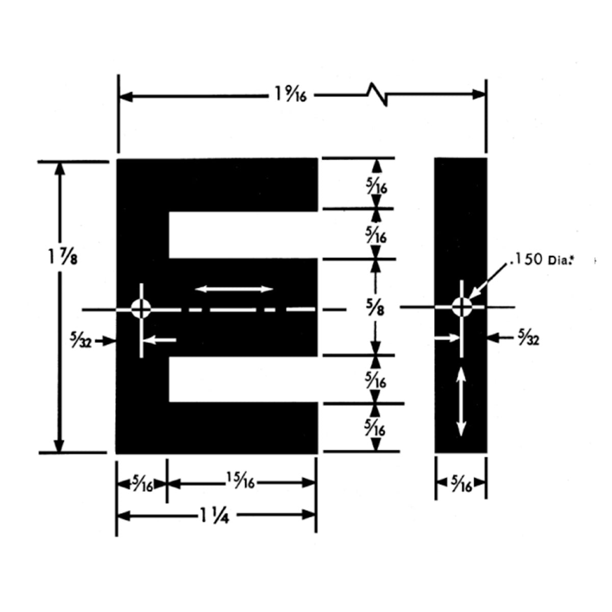 EDCOR Steel Lamination EI 63, M6 29 Gauge Orientated Single Phase Steel Lamination (1 string).