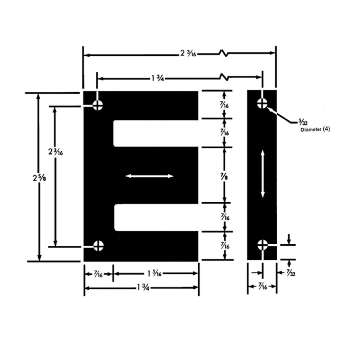 EDCOR Steel Lamination EI 87, M6 29 Gauge Orientated Single Phase Steel Lamination (1 string).