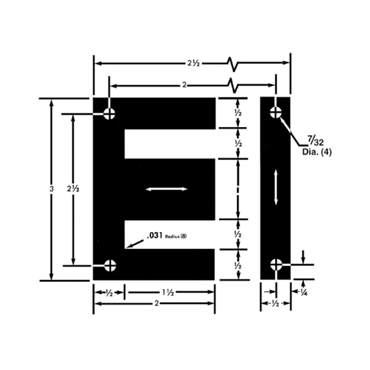 EDCOR Steel Lamination EI 100, M6 29 Gauge Orientated Single Phase Steel Lamination (1 string).