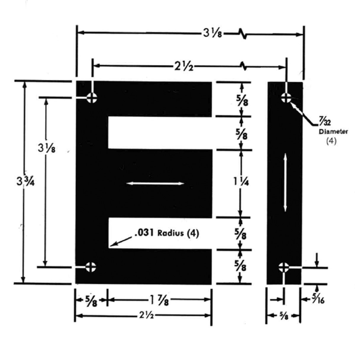 EDCOR Steel Lamination EI 125, M6 29 Gauge Orientated Single Phase Steel Lamination (1 string).