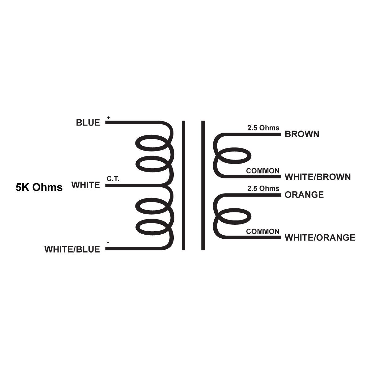 EDCOR Interstage Matching Transformer IMT5Kct/2.5K-2.5K-SE - 4W, 5K Ohms CT to dual 2.5K Ohms Tube Driver - Single Ended Interstage Matching Transformer