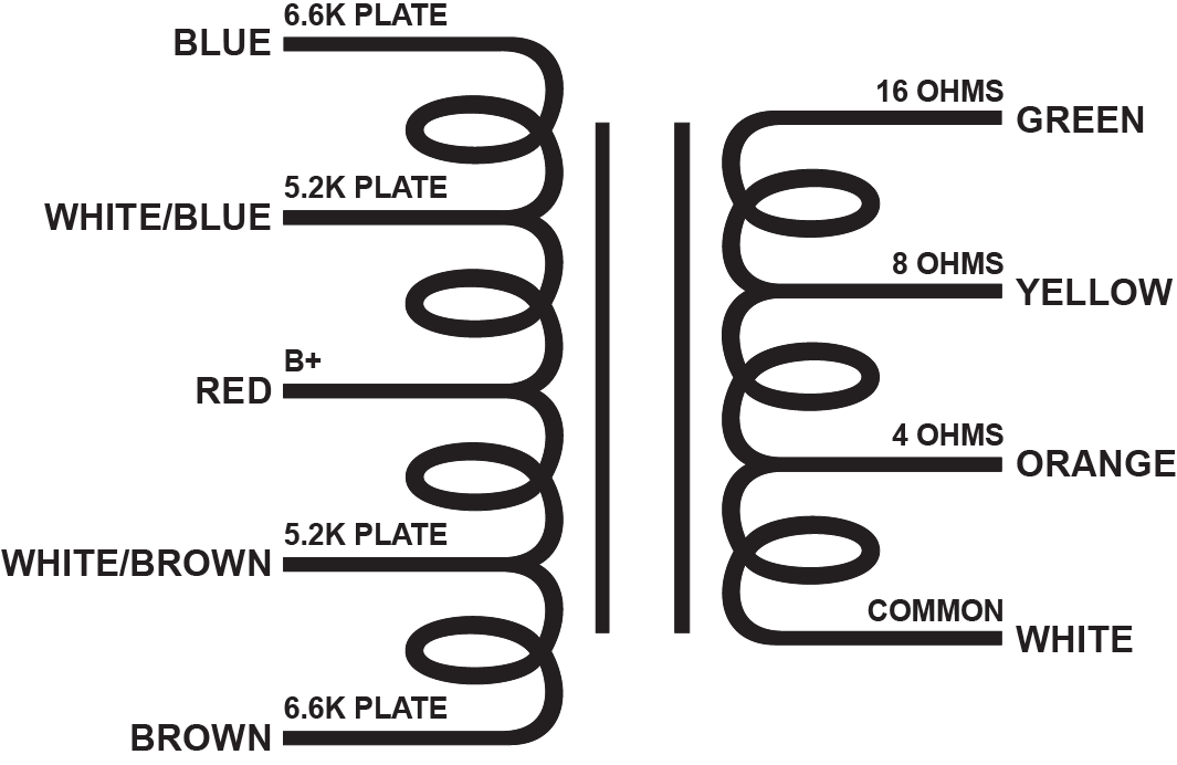 EDCOR Push-Pull Output Transformer CXPP35-MS-5.2K/6.6K - 35W, 5.2K & 6.6K Ohms (No Grid Taps) push-pull tube output transformer.