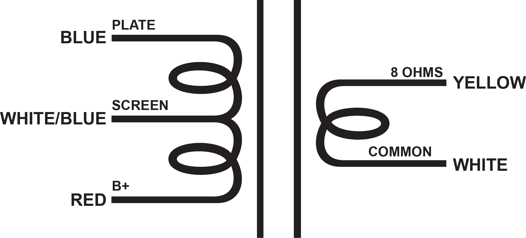 CXSE25-1.25K - 25W, 1.25K Ohms single ended tube output transformer.