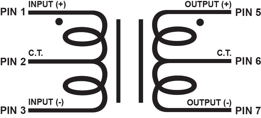 MXL Series - 1/2W balanced or unbalanced line matching transformers.