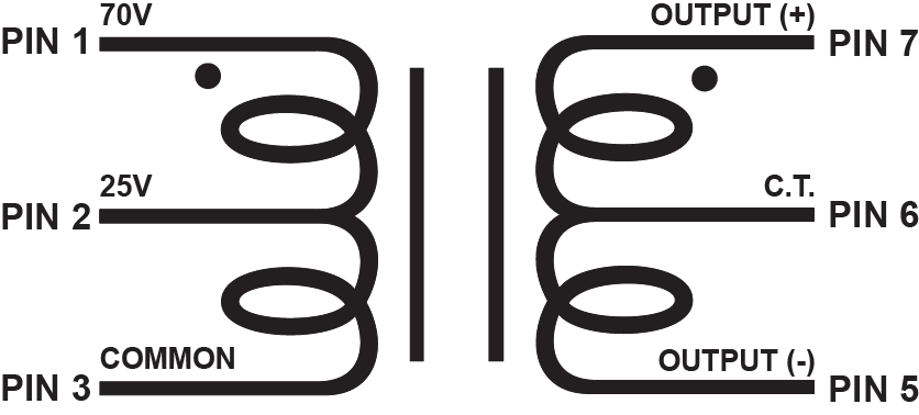 PC Distribution Series - 1/4W distribution voltage matching transformers.