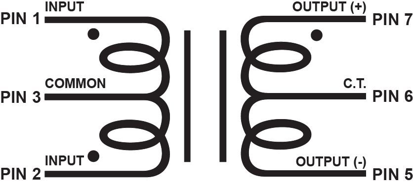 PC Stereo to Mono Coupler Series - 1/4W PC mounted stereo to mono coupling matching transformers.