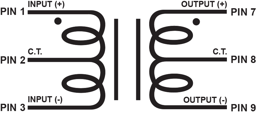 PCW Series - 1/2W balanced or unbalanced line matching transformers.