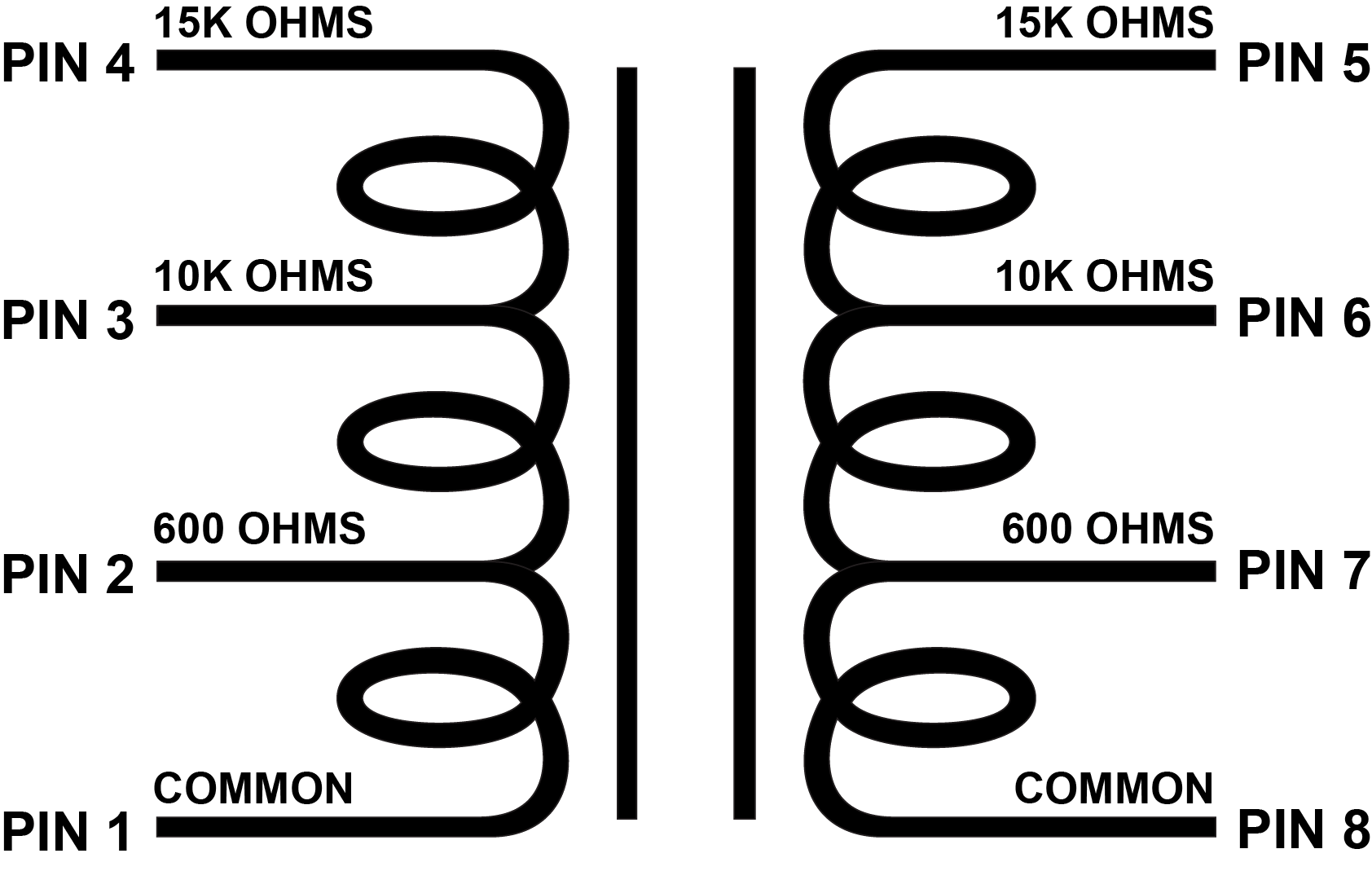 EDCOR Audio Matcher UMM Series - 1/2W unbalanced multi tapped line matching transformers. UMM-5 (600 Ω 10K Ω 15K Ω)