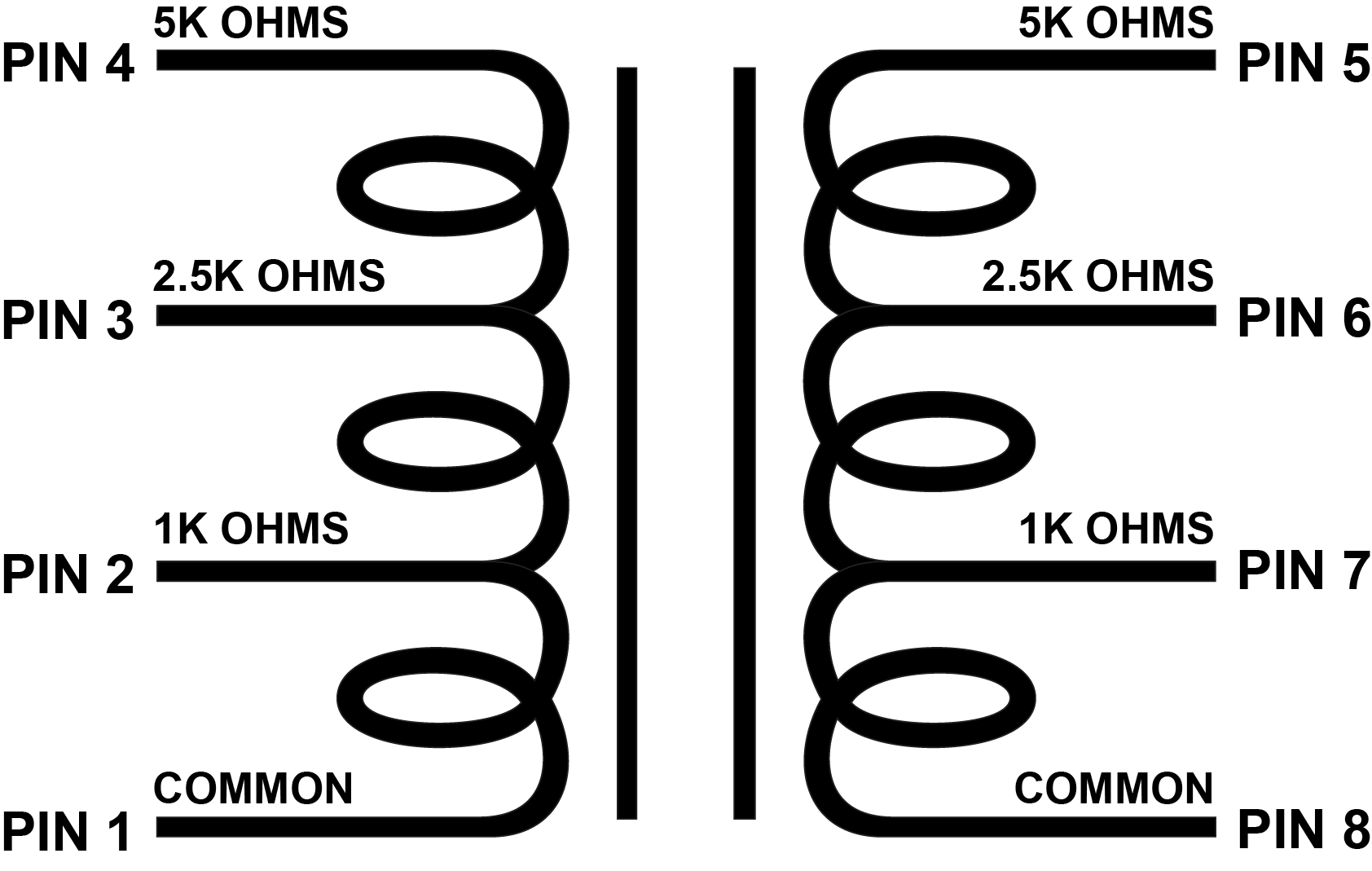 EDCOR Audio Matcher UMM Series - 1/2W unbalanced multi tapped line matching transformers. UMM-6 (1K Ω 2.5K Ω 5K Ω)