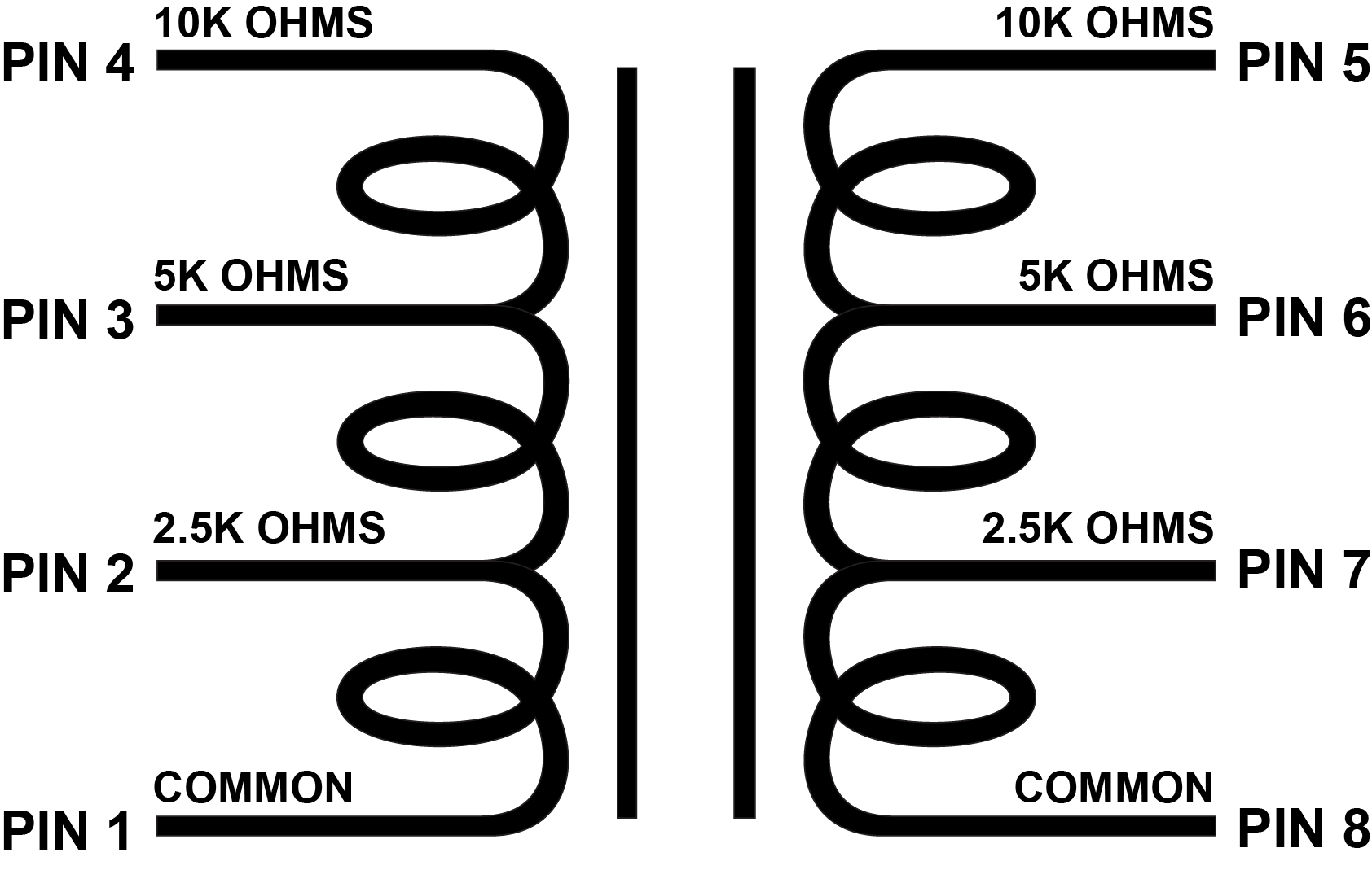 EDCOR Audio Matcher UMM Series - 1/2W unbalanced multi tapped line matching transformers. UMM-7 (2.5K Ω 5K Ω 10K Ω)