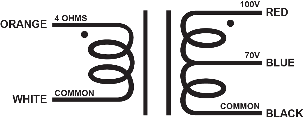 EDCOR Amplifier Distribution WA400 - 400W amplifier side audio distribution transformer. 4 Ohms 70V and 100V