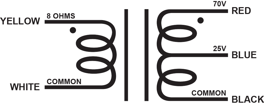 EDCOR Amplifier Distribution WA400 - 400W amplifier side audio distribution transformer. 8 Ohms 25V and 70V