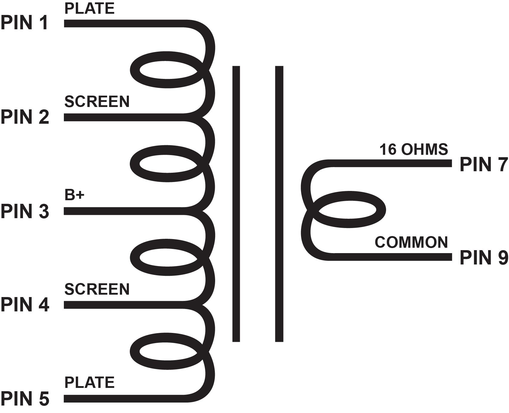 EDCOR Push-Pull Output Transformer XPP25-7.6K - 25W, 7.6K Ohms push-pull tube output transformer. 16 Ω