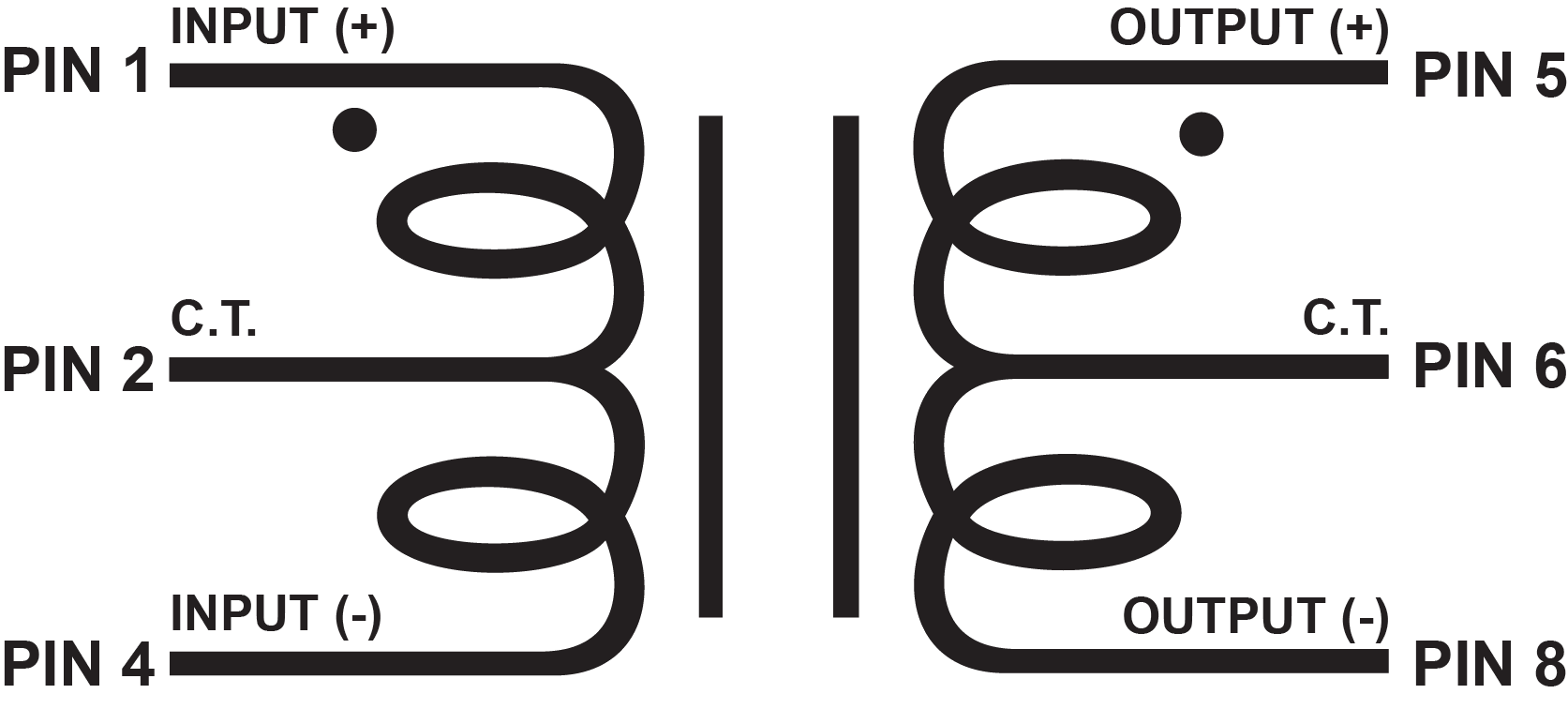 XSM Series - 2-1/2W balanced or unbalanced line matching transformers.