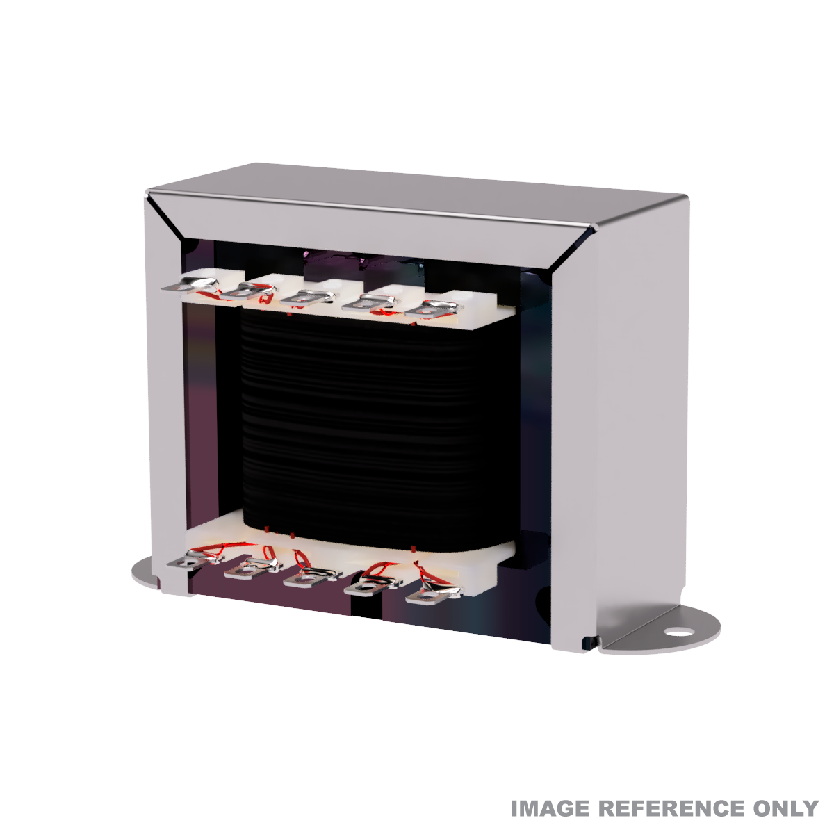 EDCOR EI100 x 1.25 in. horizontal transformer with zinc plated channel/frame and terminals - Reference image