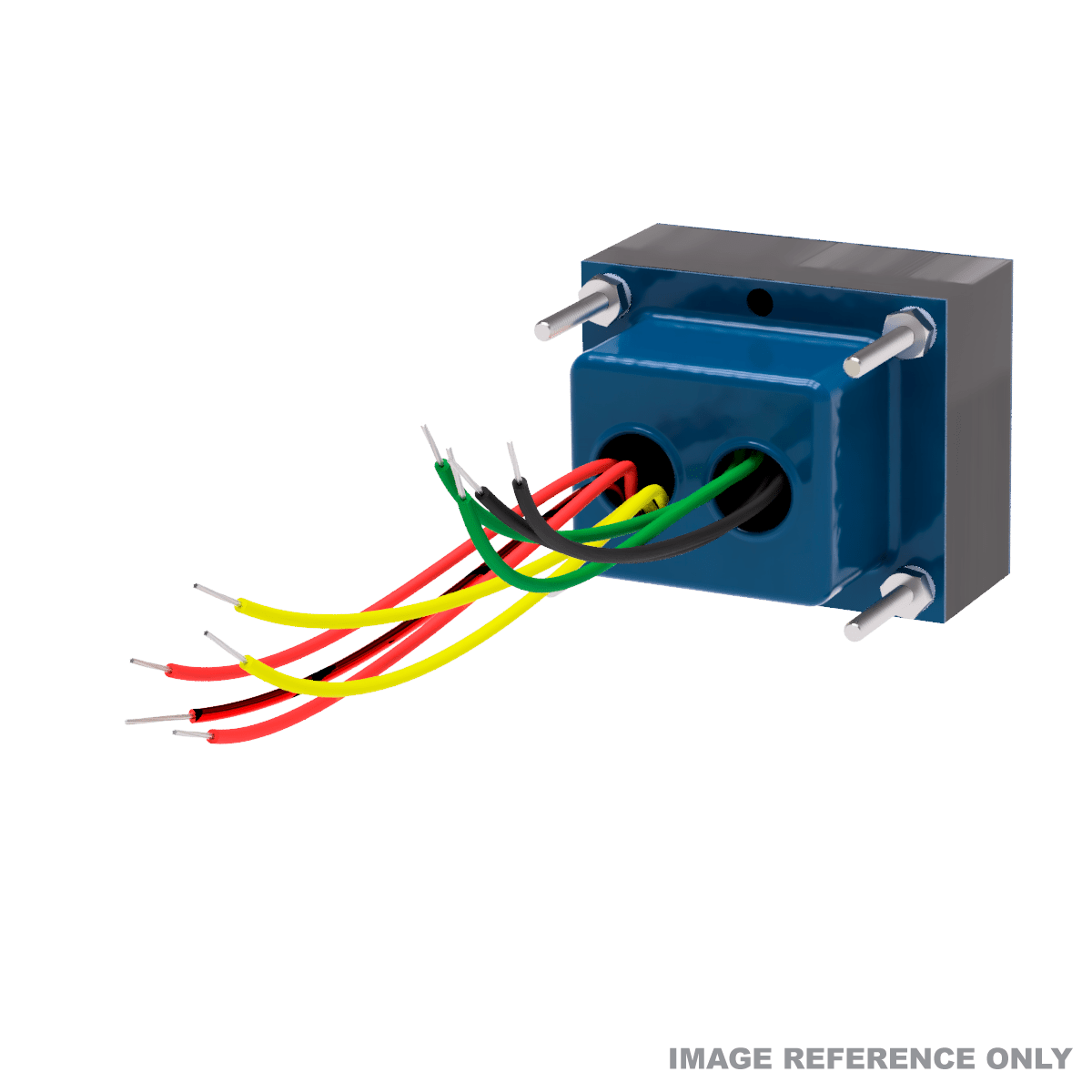 EDCOR EI100 x 1.50" laydown transformer with blue end bells - Reference image