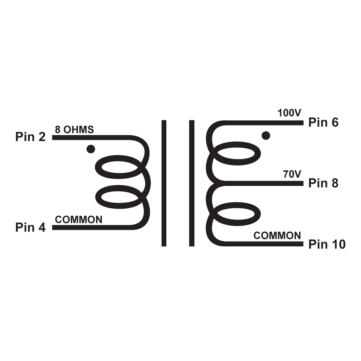 WA40 - 40W amplifier side audio distribution transformer.