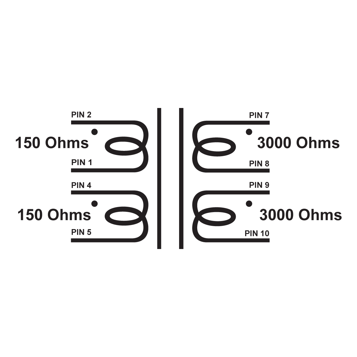 XS150-3K - 1/2W 1+1:4.47+4.47 matching transformer.