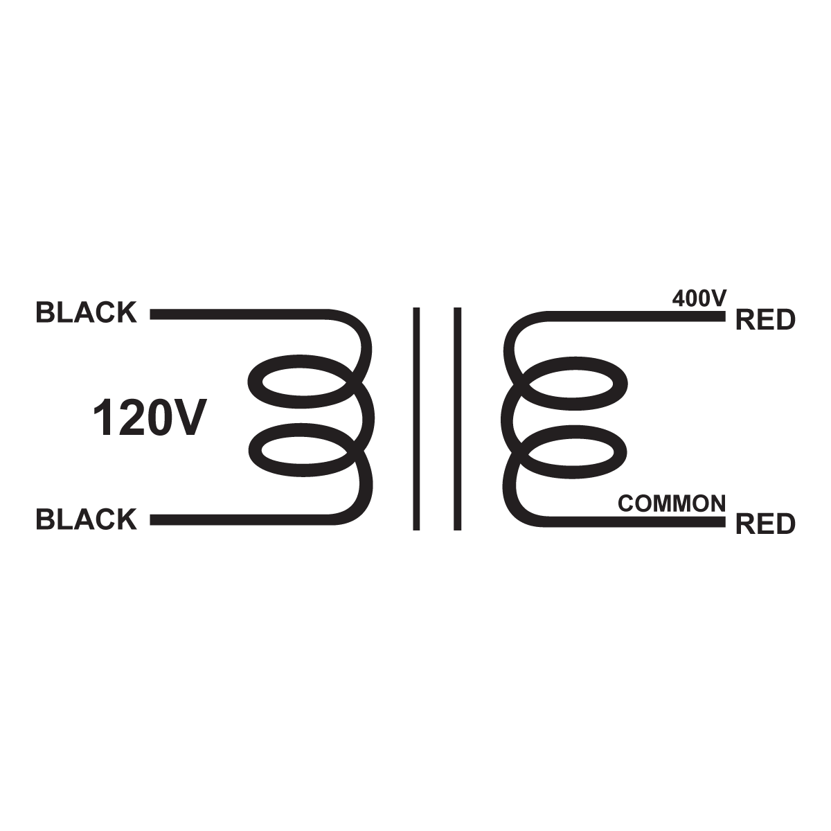 EDCOR Tube Power Transformer XPWR099-120 - 400V@1A - 120V, 60Hz. Schematic