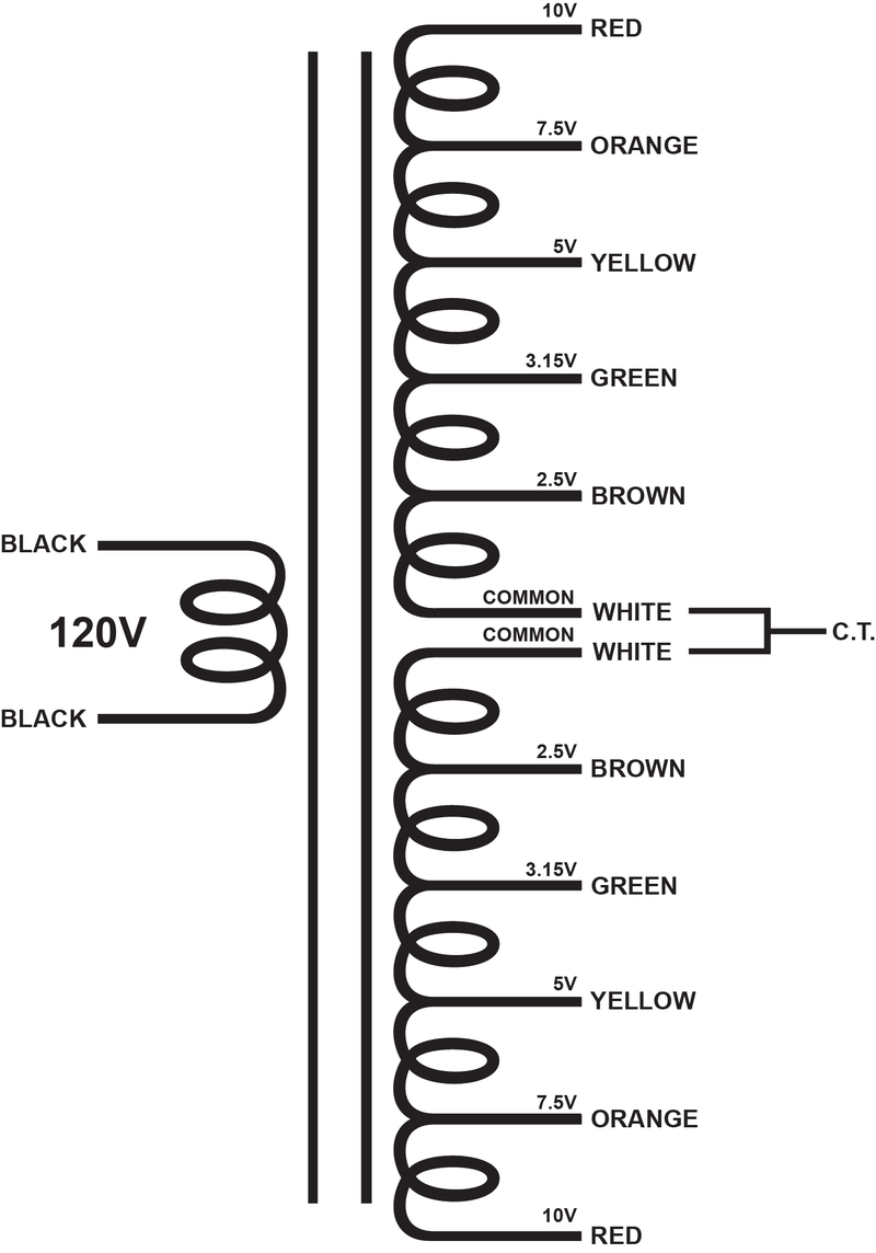 TBPWR-LV1 - multi tapped 20V (10-7.5-5-3.15-2.5-0 0-2.5-3.15-5-7.5-10)@4A CT.