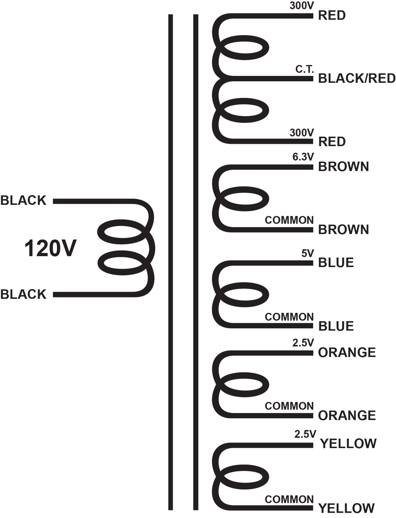 XPWR118 - 600V@200mA CT, 6.3V@1.2A, 5V@2A, 2.5V@3A, & 2.5V@3A