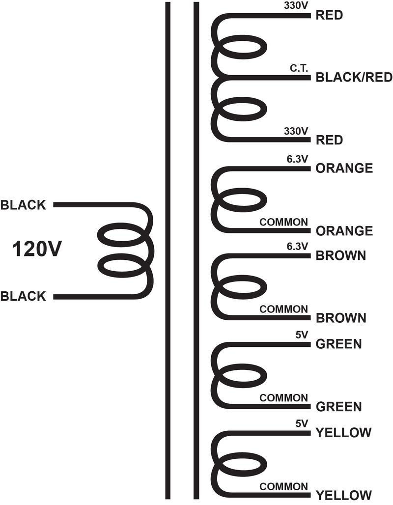 XPWR247 - 660V@325mA CT, 6.3V@4A, 6.3@4A, 5@4A, & 5@4A