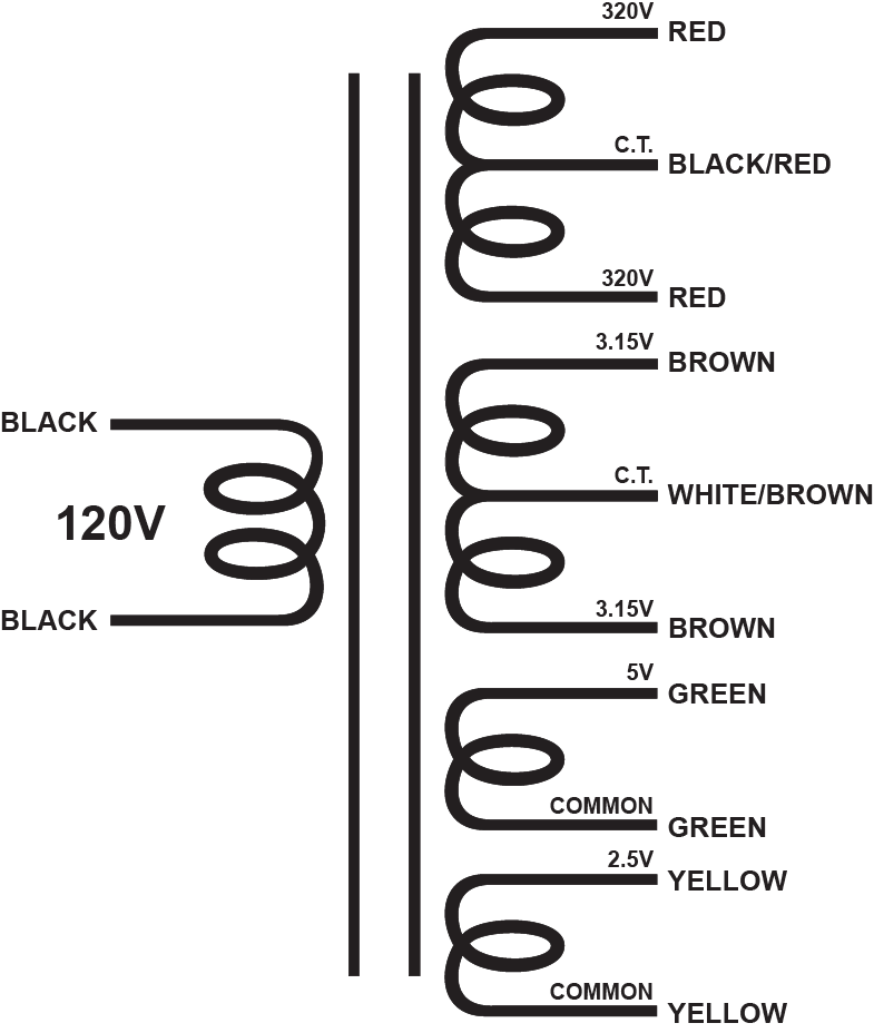 XPWR260 - 640V@150mA CT, 6.3V@2A CT, 5V@2A, & 2.5V@3A